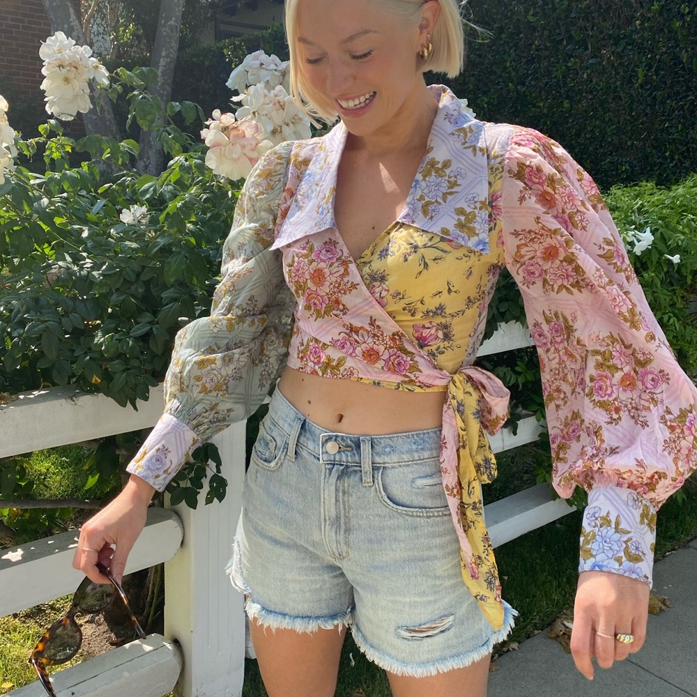 Free People Wrap Patchwork Top